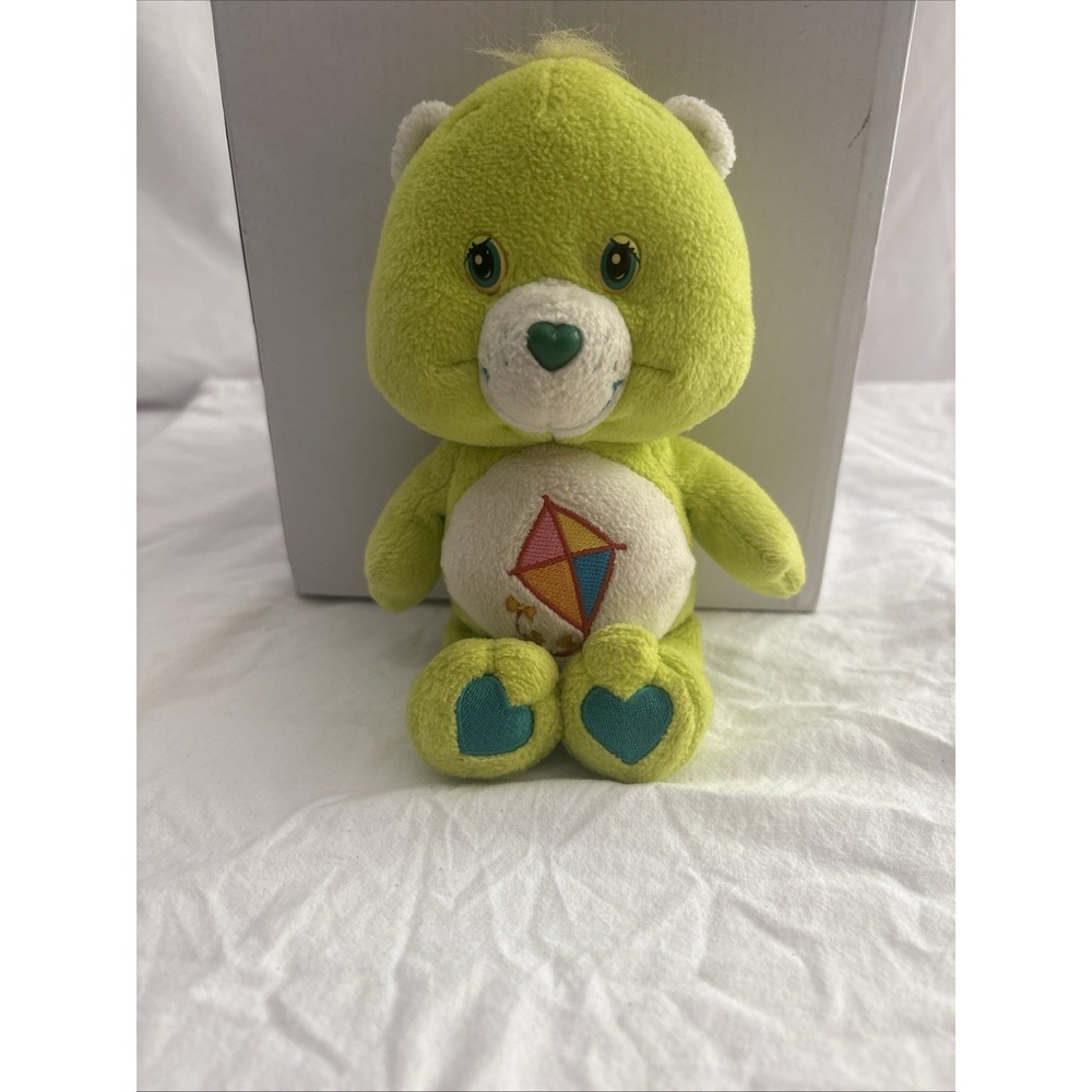 CARE BEARS DO-YOUR-BEST BEAR 8" PLUSH 2003 KITE STUFFED ANIMAL GREEN PLUSHIE EUC